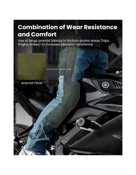 Pantalones de Motocicleta ILM PJN1 con Armadura CE Azul Claro