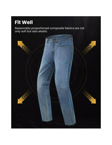 Pantalones de Motocicleta ILM PJN1 con Armadura CE Azul Claro