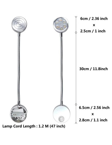 Lámpara de Lectura LED Lysed 3W Luz Natural Montaje en Pared