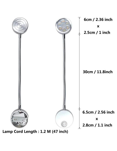 Lámpara de Lectura LED Lysed 3W Luz Natural Montaje en Pared