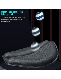 Cojín de Asiento de Gel SUNPIE para Motocicleta Universal 40.6x34.8cm 2
