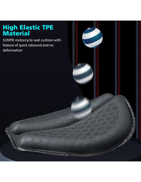 Cojín de Asiento de Gel SUNPIE para Motocicleta Universal 40.6x34.8cm