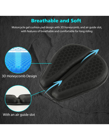 Cojín de Asiento de Gel SUNPIE para Motocicleta Universal 40.6x34.8cm