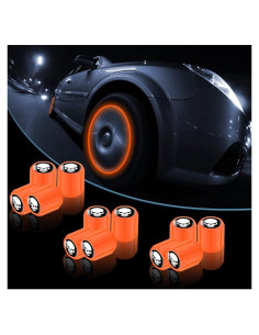 12 Tapones de Válvula de Neumático YALOK Naranja/Blanco