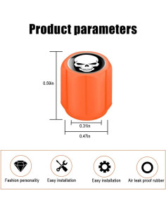 12 Tapones de Válvula de Neumático YALOK Naranja/Blanco 2