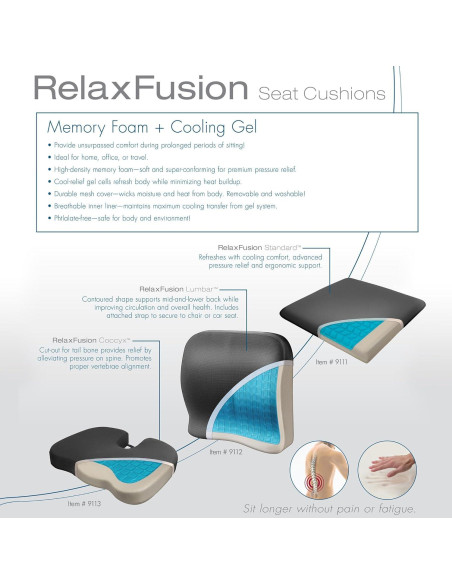 Almohadilla Lumbar Wagan IN9112 Espuma Viscoelástica y Gel