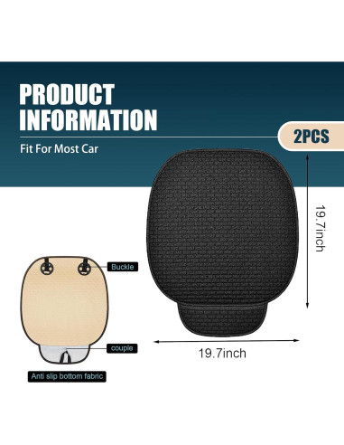 Funda de Asiento de Coche MLY 2 Piezas Transpirable Antideslizante