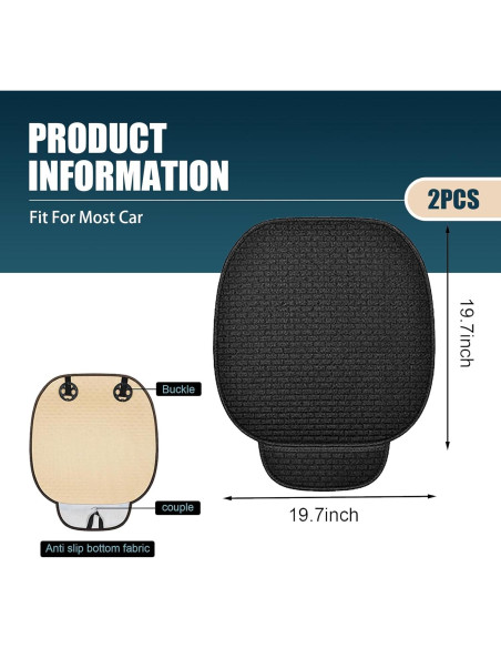 Funda de Asiento de Coche MLY 2 Piezas Transpirable Antideslizante