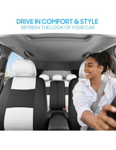 Cubiertas de Asiento de Auto BDK PolyPro Juego Completo Blanco/Negro 2