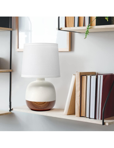 Lámpara de Mesa Diseños Simples LT2078-DWW Madera Oscura/Blanco