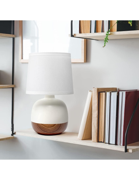 Lámpara de Mesa Diseños Simples LT2078-DWW Madera Oscura/Blanco