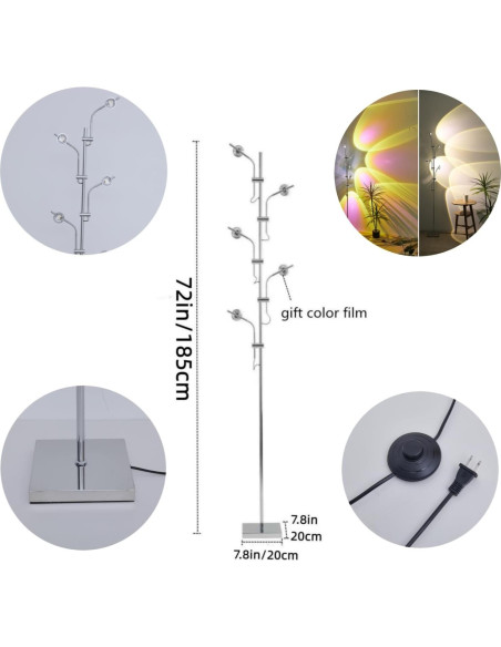 Lámpara de pie proyector atardecer RaGiBow 5 cabezales LED