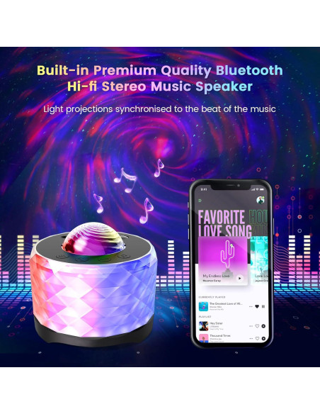 Proyector de Estrellas MRSCOZ con Altavoz Bluetooth y Ruido Blanco