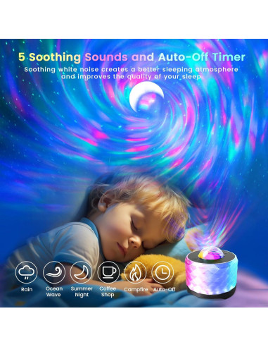 Proyector de Estrellas MRSCOZ con Altavoz Bluetooth y Ruido Blanco