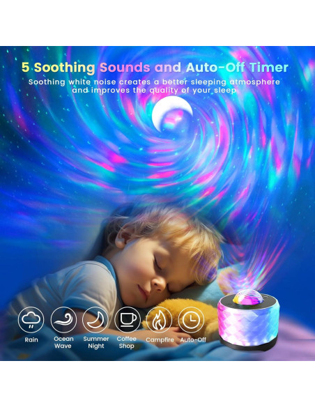 Proyector de Estrellas MRSCOZ con Altavoz Bluetooth y Ruido Blanco