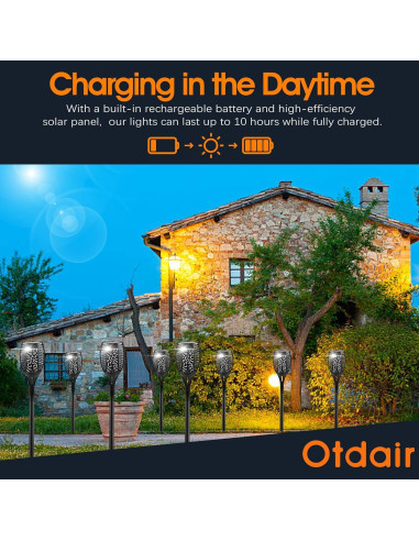 Otdair 4 Paquete Luces LED Solares Jardín 112 cm Impermeables