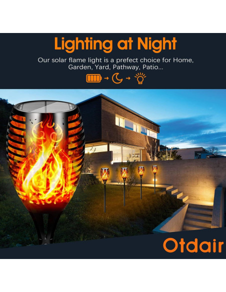 Otdair 4 Paquete Luces LED Solares Jardín 112 cm Impermeables