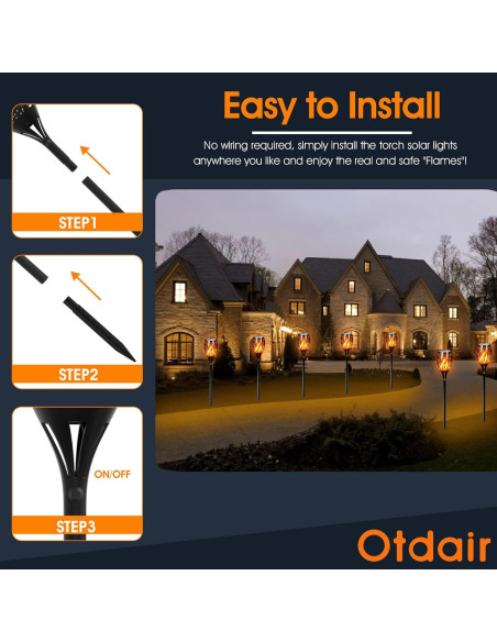 Otdair 4 Paquete Luces LED Solares Jardín 112 cm Impermeables