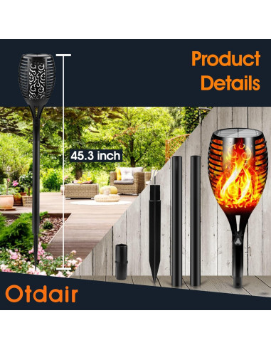Otdair 4 Paquete Luces LED Solares Jardín 112 cm Impermeables