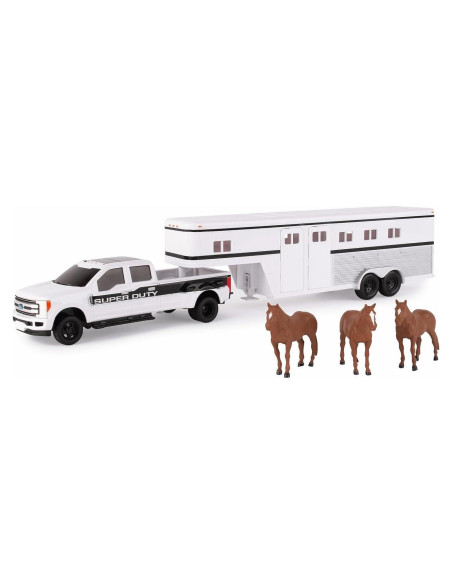Camión Pickup Ford F-350 TOMY con Remolque y Caballos 1:32