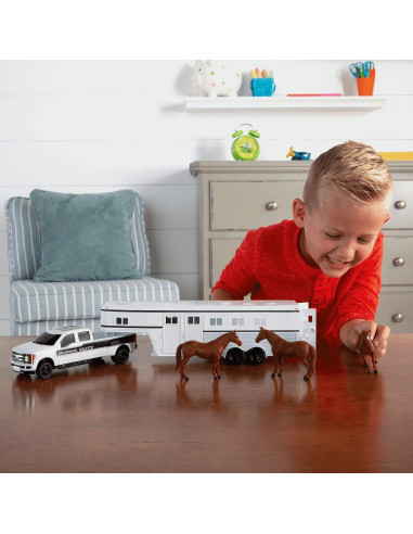 Camión Pickup Ford F-350 TOMY con Remolque y Caballos 1:32