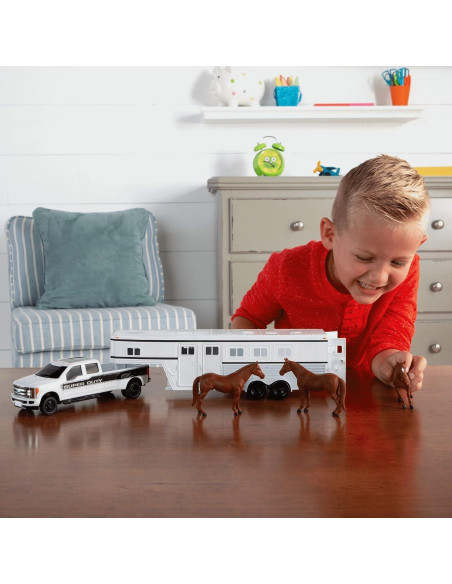 Camión Pickup Ford F-350 TOMY con Remolque y Caballos 1:32