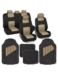 Cubiertas de Asiento de Coche BDK PoliCloth Negro y Beige