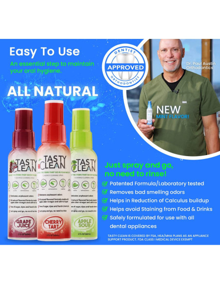 Limpiador Multiuso Tasty Clean 60ml Sabor Manzana para Dentaduras