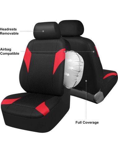 Cubiertas de Asiento CAR-GRAND ZT227 Tela Lavable Negro y Rojo