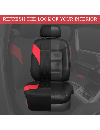 Cubiertas de Asiento CAR-GRAND ZT227 Tela Lavable Negro y Rojo