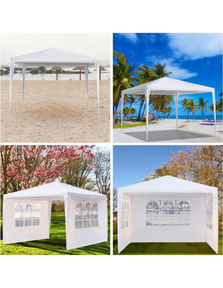 Carpa Plegable 3 Paredes Laterales MELOOLM 3x3m Blanca