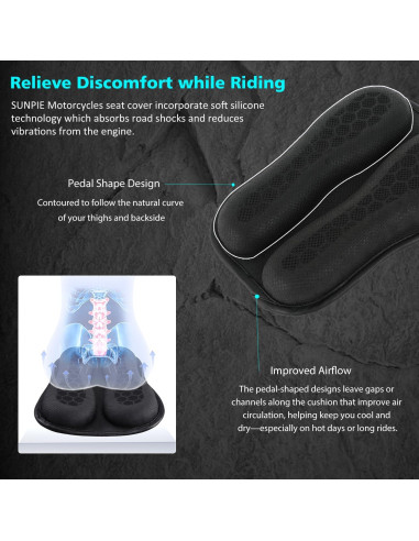 Cojín de Asiento de Gel SUNPIE Universal para Motocicleta
