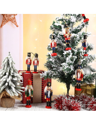Adorno Cascanueces Navidad Aoriher 12 Piezas 13cm Madera