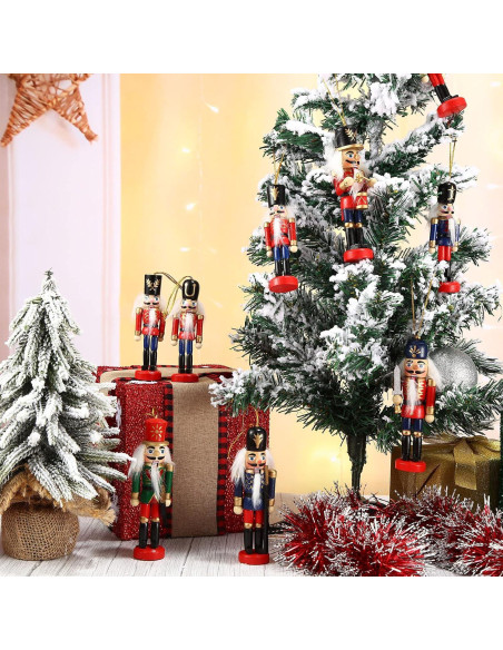 Adorno Cascanueces Navidad Aoriher 12 Piezas 13cm Madera