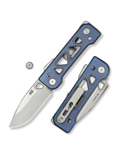 Cuchillo de bolsillo WeKnife Tyro, acero CPM 20CV, titanio azul