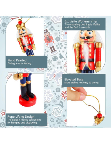 Adorno Cascanueces Navidad Aoriher 12 Piezas 13cm Madera