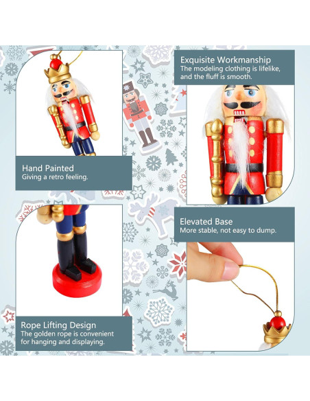 Adorno Cascanueces Navidad Aoriher 12 Piezas 13cm Madera