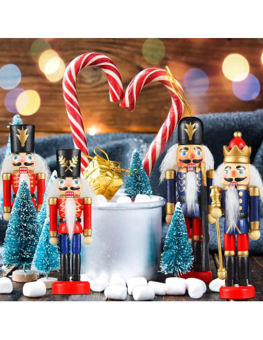 Adorno Cascanueces Navidad Aoriher 12 Piezas 13cm Madera