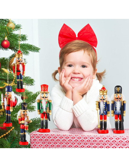 Adorno Cascanueces Navidad Aoriher 12 Piezas 13cm Madera