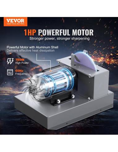 Afilador de Cuchillas de Cortacésped VEVOR 1HP 750W Cerámica