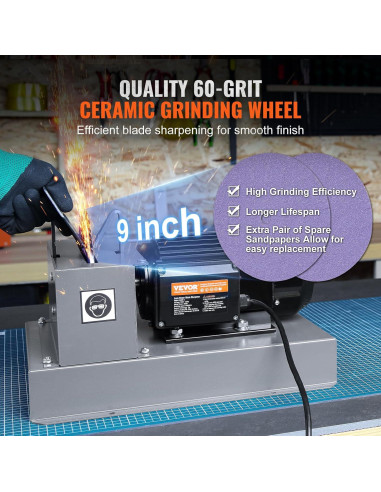 Afilador de Cuchillas de Cortacésped VEVOR 1HP 750W Cerámica