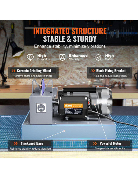 Afilador de Cuchillas de Cortacésped VEVOR 1HP 750W Cerámica