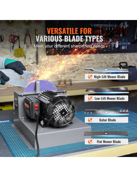 Afilador de Cuchillas de Cortacésped VEVOR 1HP 750W Cerámica