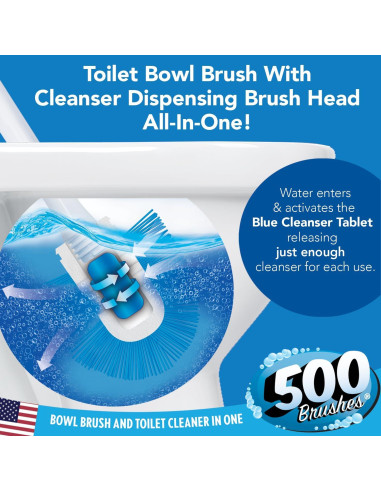 500 Recargas de Tabletas Limpiadoras Azul para Inodoro 500 Brushes