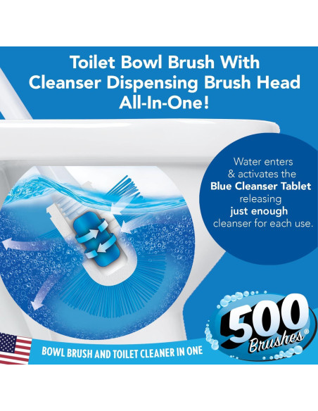 500 Recargas de Tabletas Limpiadoras Azul para Inodoro 500 Brushes