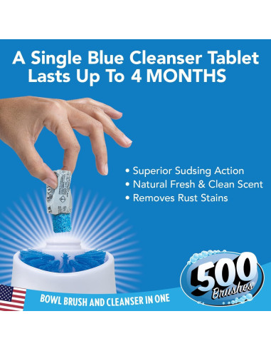 500 Recargas de Tabletas Limpiadoras Azul para Inodoro 500 Brushes