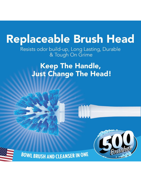 500 Recargas de Tabletas Limpiadoras Azul para Inodoro 500 Brushes