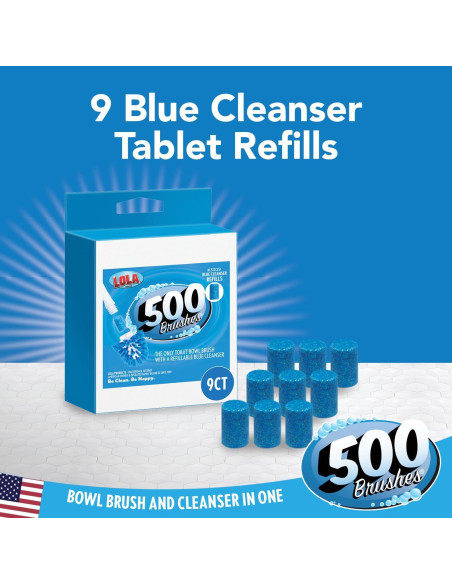 500 Recargas de Tabletas Limpiadoras Azul para Inodoro 500 Brushes