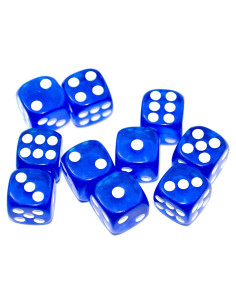 Paquete de 10 Dados D6 Transparentes 16mm Azul SmartDealsPro