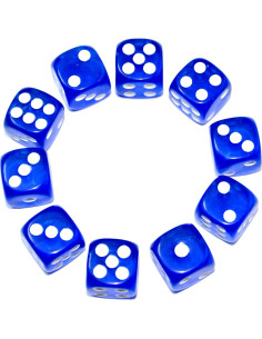 Paquete de 10 Dados D6 Transparentes 16mm Azul SmartDealsPro 2